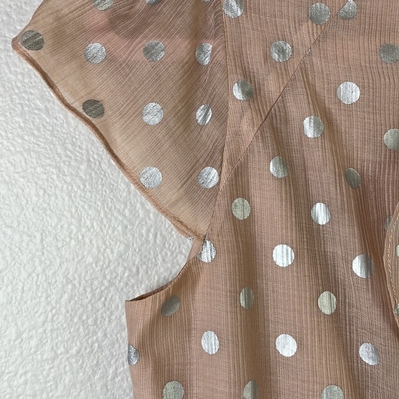 Andrew mark light peach nude with silver polkadot ruffles dress size 7 - Picture 4 of 6